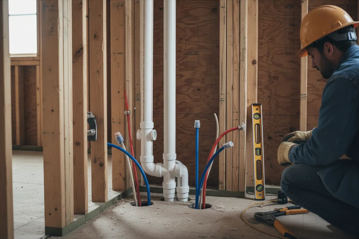 Drain and supply rough-in during Leak Detection in Colleyville